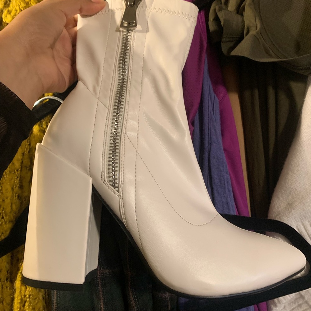Public Desire White Heeled Boots